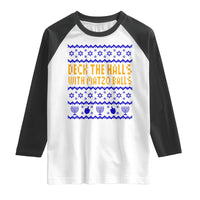 Funny Ugly Hanukkah Raglan Shirt Deck The Halls With Matzo Balls Jewish Gift - Wonder Print Shop