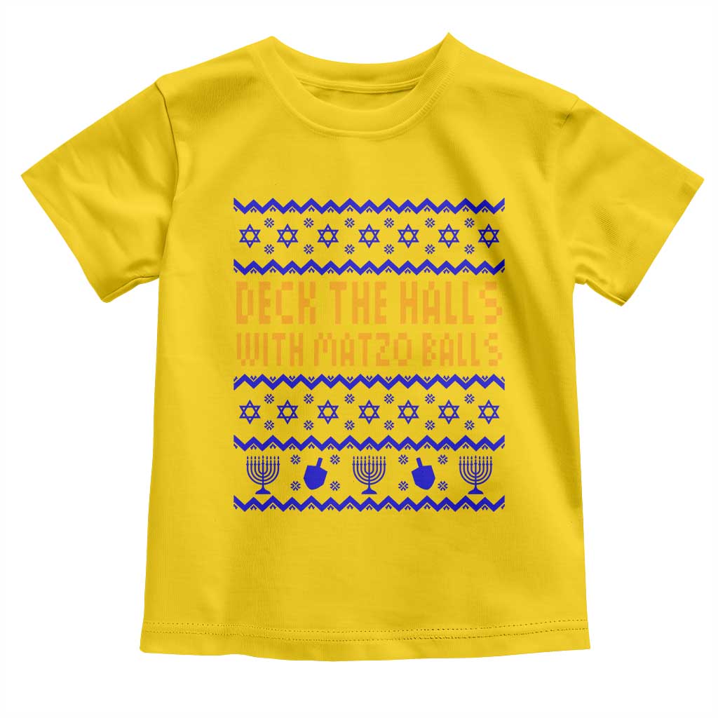 Funny Ugly Hanukkah Toddler T Shirt Deck The Halls With Matzo Balls Jewish Gift - Wonder Print Shop