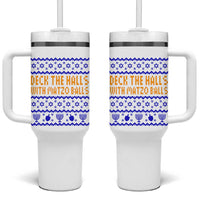 Funny Ugly Hanukkah Tumbler With Handle Deck The Halls With Matzo Balls Jewish Gift - Wonder Print Shop