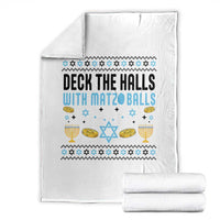 Deck The Halls With Matzo Balls Throw Blanket Funny Ugly Jewish Holiday Gift - Wonder Print Shop