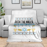 Deck The Halls With Matzo Balls Throw Blanket Funny Ugly Jewish Holiday Gift - Wonder Print Shop