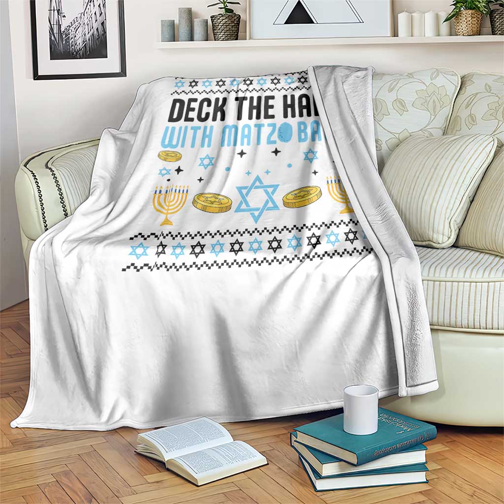 Deck The Halls With Matzo Balls Throw Blanket Funny Ugly Jewish Holiday Gift - Wonder Print Shop