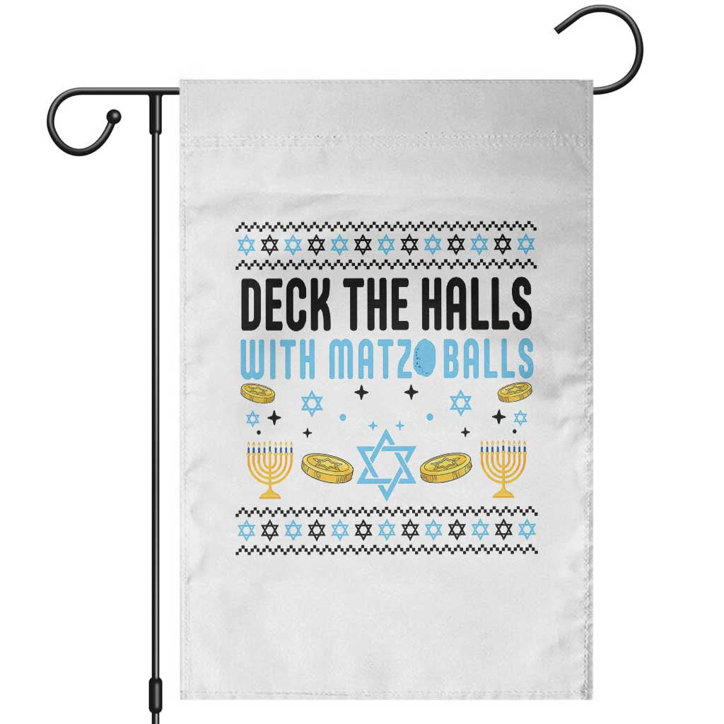 Deck The Halls With Matzo Balls Garden Flag Funny Ugly Jewish Holiday Gift - Wonder Print Shop