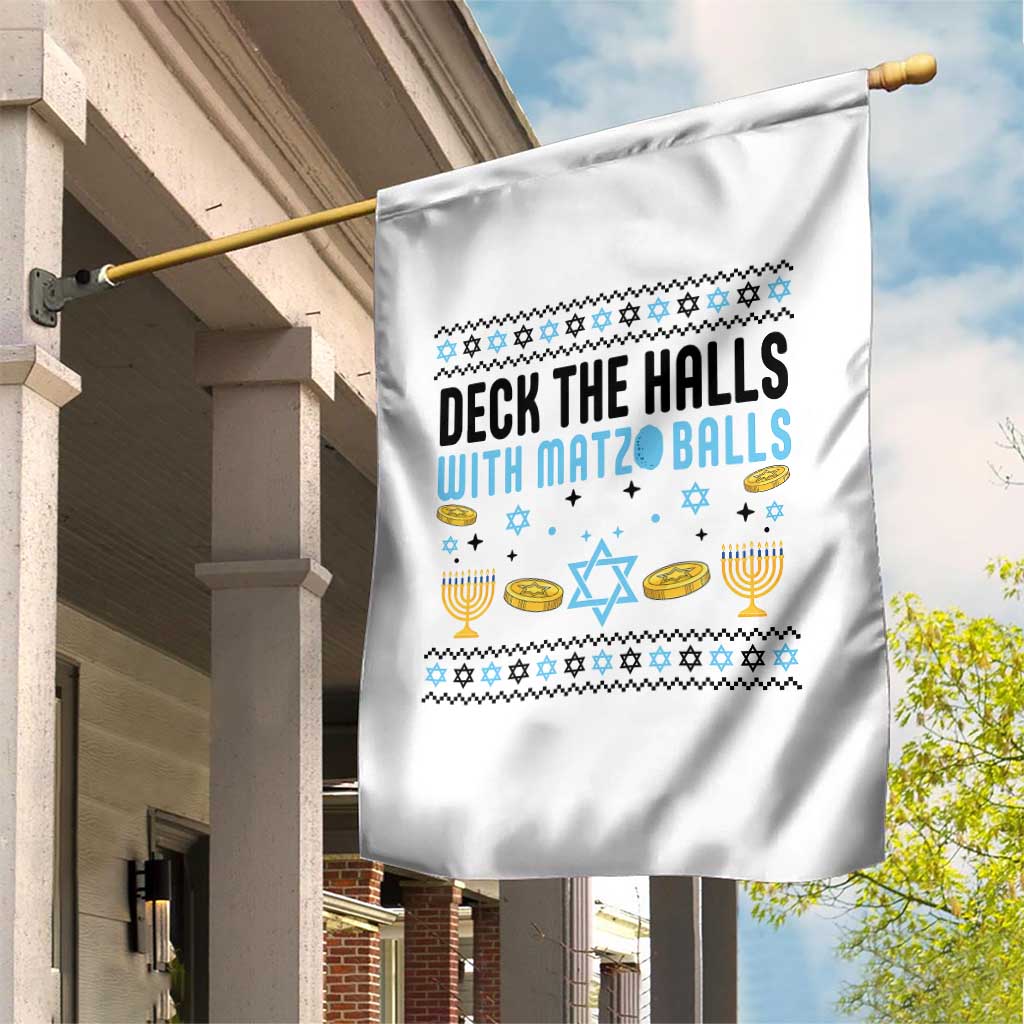 Deck The Halls With Matzo Balls Garden Flag Funny Ugly Jewish Holiday Gift - Wonder Print Shop
