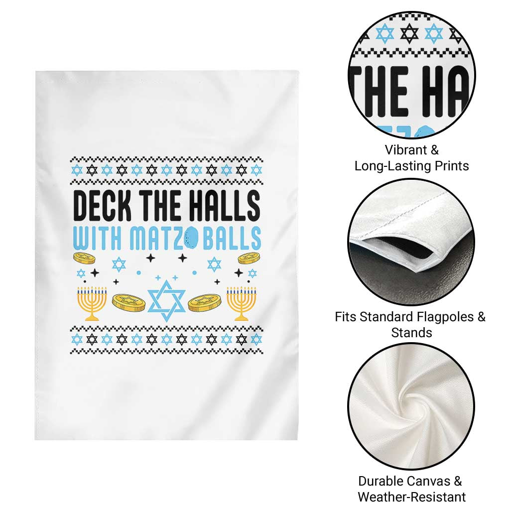 Deck The Halls With Matzo Balls Garden Flag Funny Ugly Jewish Holiday Gift - Wonder Print Shop
