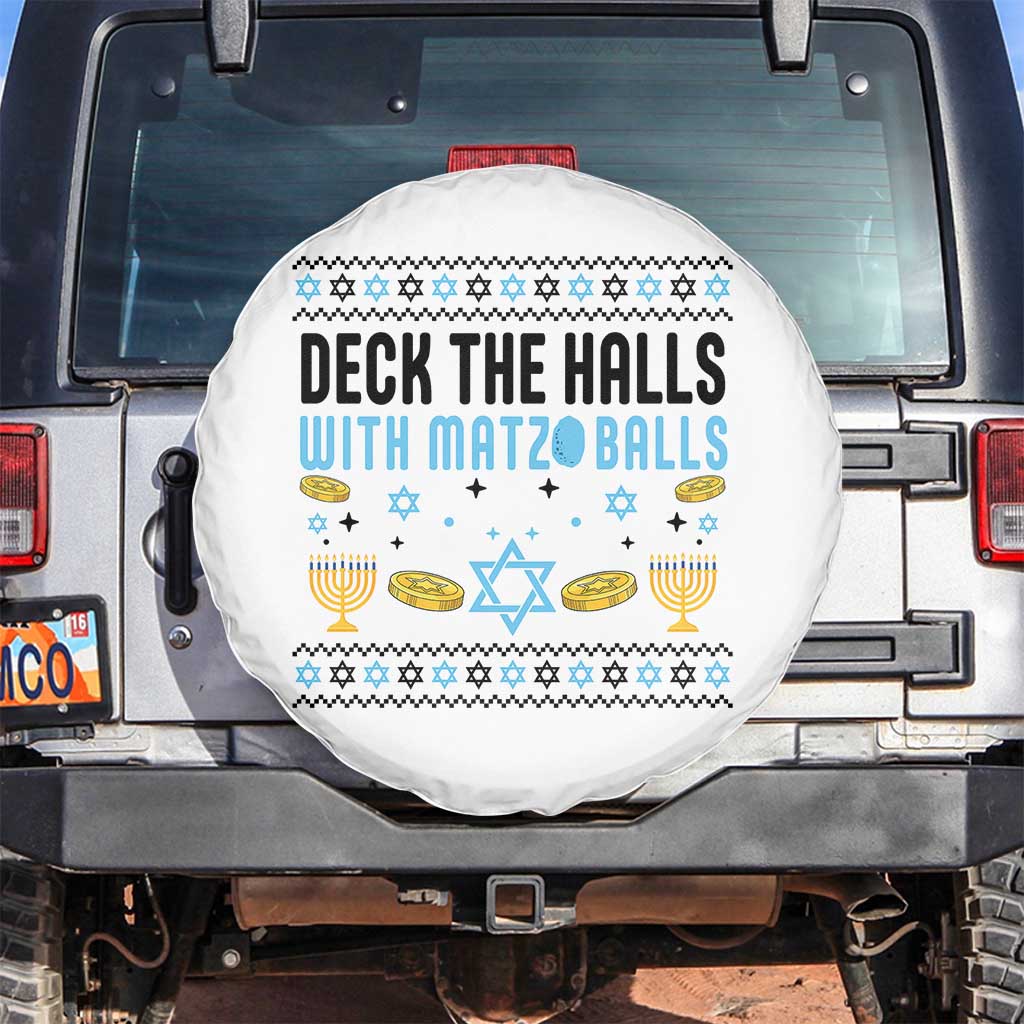 Deck The Halls With Matzo Balls Spare Tire Cover Funny Ugly Jewish Holiday Gift - Wonder Print Shop