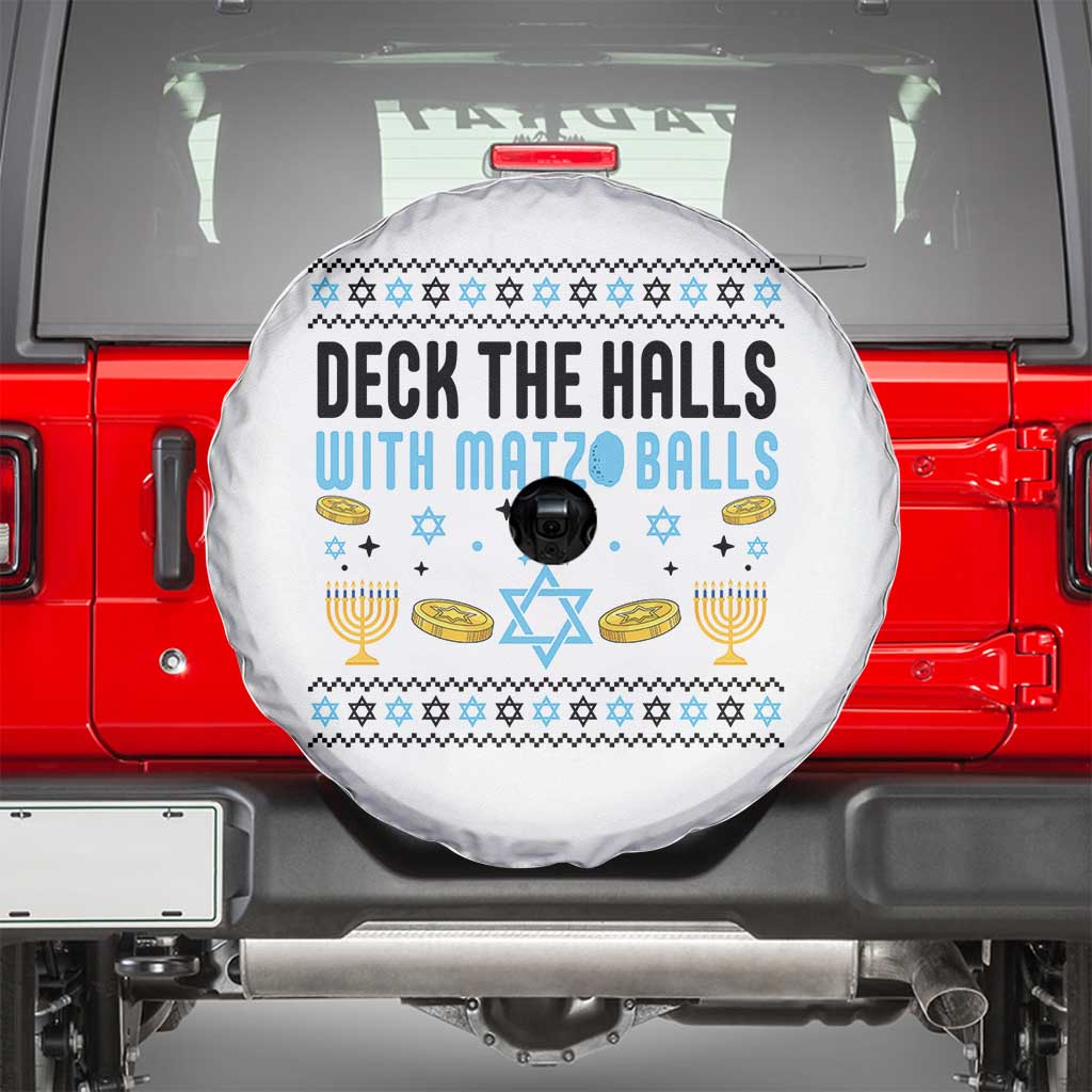 Deck The Halls With Matzo Balls Spare Tire Cover Funny Ugly Jewish Holiday Gift - Wonder Print Shop