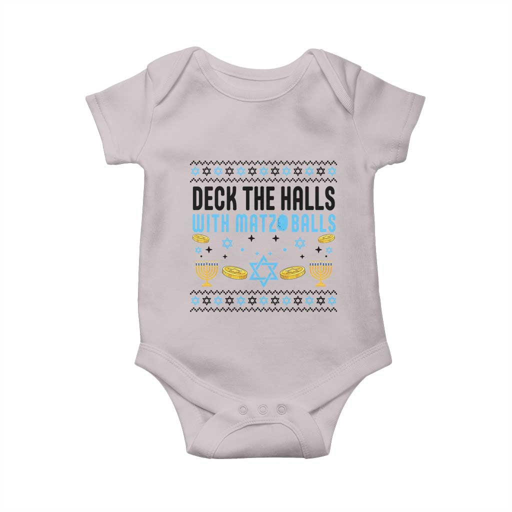 Deck The Halls With Matzo Balls Baby Onesie Funny Ugly Jewish Holiday Gift - Wonder Print Shop