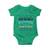 Deck The Halls With Matzo Balls Baby Onesie Funny Ugly Jewish Holiday Gift - Wonder Print Shop