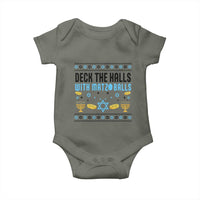 Deck The Halls With Matzo Balls Baby Onesie Funny Ugly Jewish Holiday Gift - Wonder Print Shop