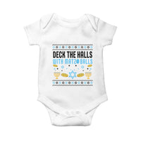 Deck The Halls With Matzo Balls Baby Onesie Funny Ugly Jewish Holiday Gift - Wonder Print Shop