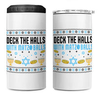 Deck The Halls With Matzo Balls 4 in 1 Can Cooler Tumbler Funny Ugly Jewish Holiday Gift - Wonder Print Shop