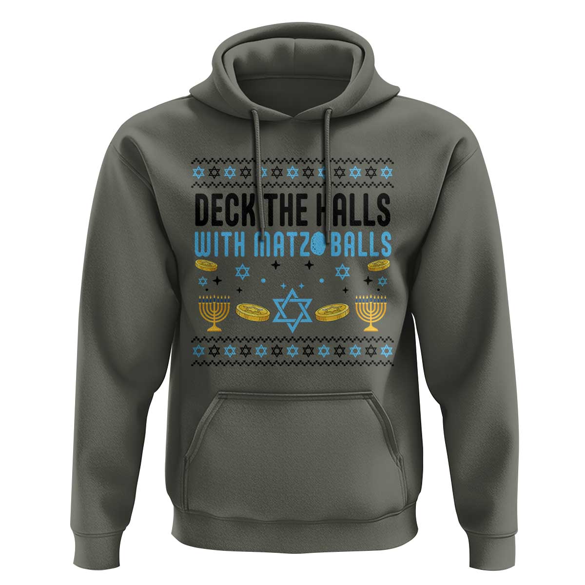 Deck The Halls With Matzo Balls Hoodie Funny Ugly Jewish Holiday Gift - Wonder Print Shop