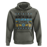 Deck The Halls With Matzo Balls Hoodie Funny Ugly Jewish Holiday Gift - Wonder Print Shop