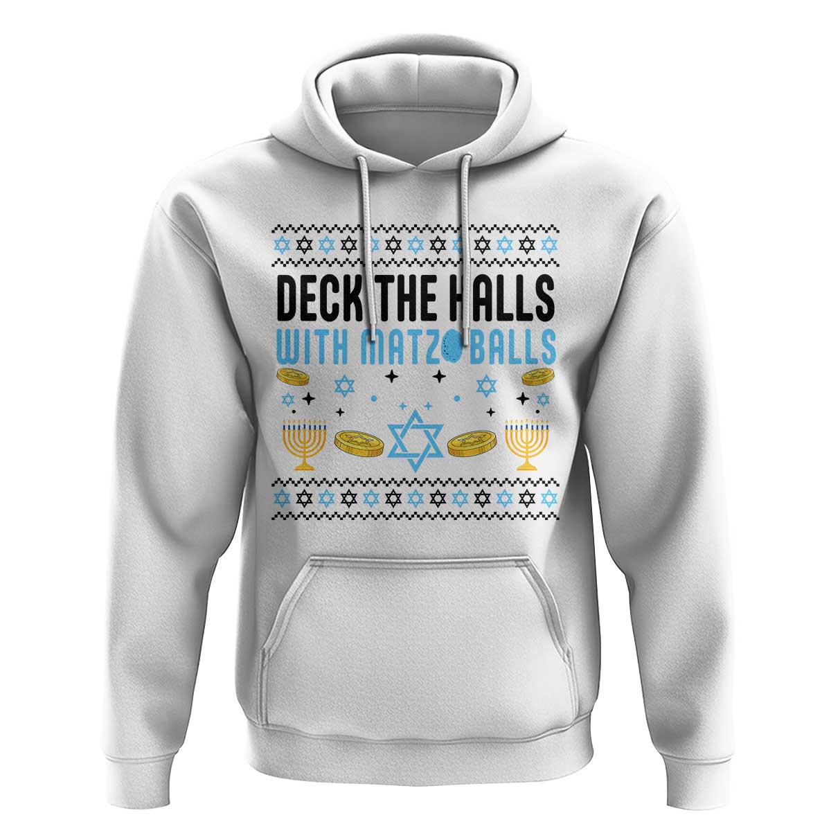 Deck The Halls With Matzo Balls Hoodie Funny Ugly Jewish Holiday Gift - Wonder Print Shop