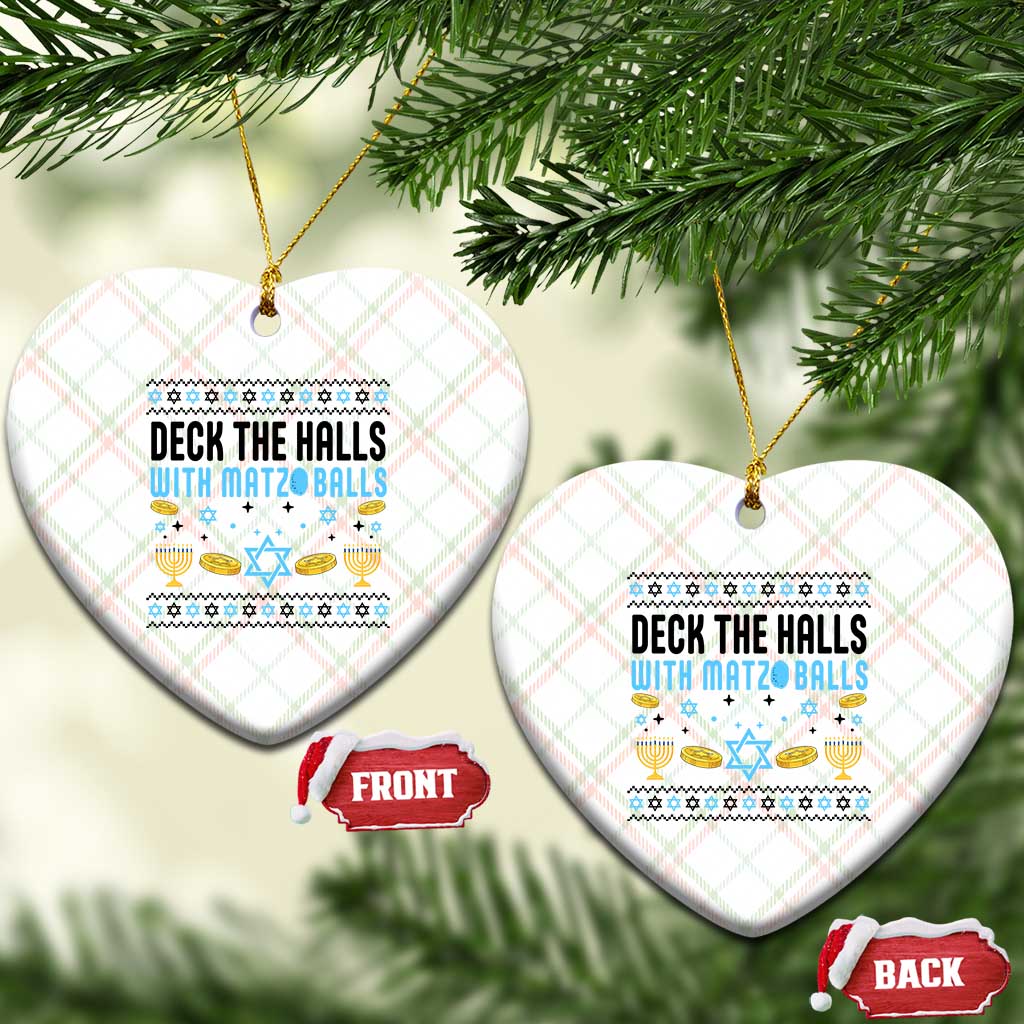 Deck The Halls With Matzo Balls Ceramic Ornament Funny Ugly Jewish Holiday Gift - Wonder Print Shop