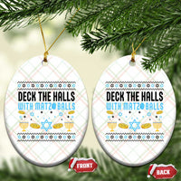 Deck The Halls With Matzo Balls Ceramic Ornament Funny Ugly Jewish Holiday Gift - Wonder Print Shop