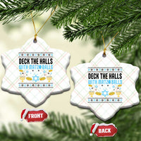 Deck The Halls With Matzo Balls Ceramic Ornament Funny Ugly Jewish Holiday Gift - Wonder Print Shop