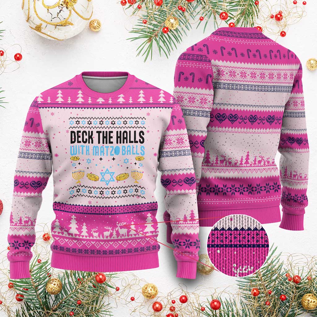 Deck The Halls With Matzo Balls Ugly Christmas Sweater Funny Ugly Jewish Holiday Gift - Wonder Print Shop