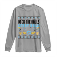 Deck The Halls With Matzo Balls Long Sleeve Shirt Funny Ugly Jewish Holiday Gift - Wonder Print Shop