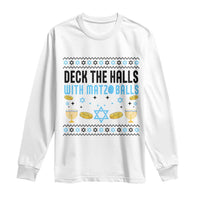 Deck The Halls With Matzo Balls Long Sleeve Shirt Funny Ugly Jewish Holiday Gift - Wonder Print Shop