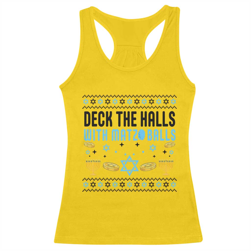 Deck The Halls With Matzo Balls Racerback Tank Top Funny Ugly Jewish Holiday Gift - Wonder Print Shop