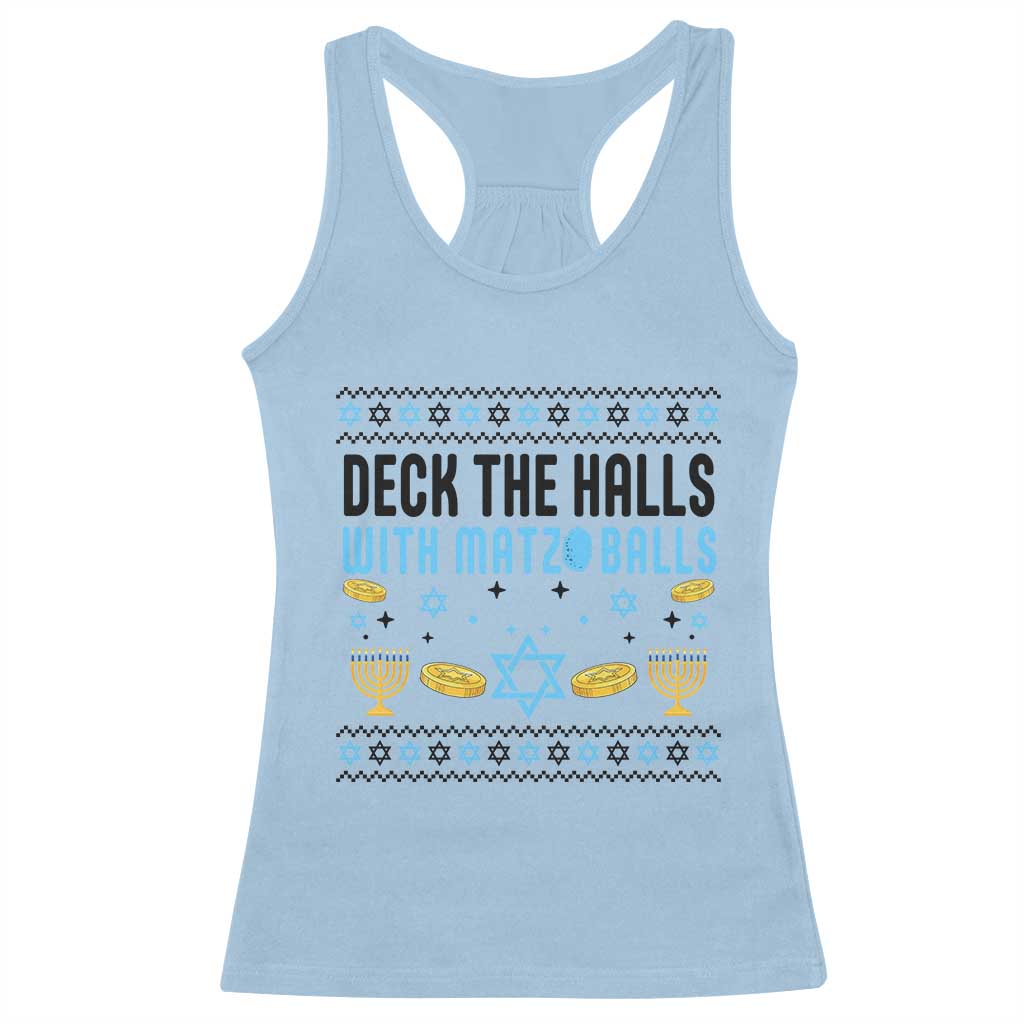 Deck The Halls With Matzo Balls Racerback Tank Top Funny Ugly Jewish Holiday Gift - Wonder Print Shop