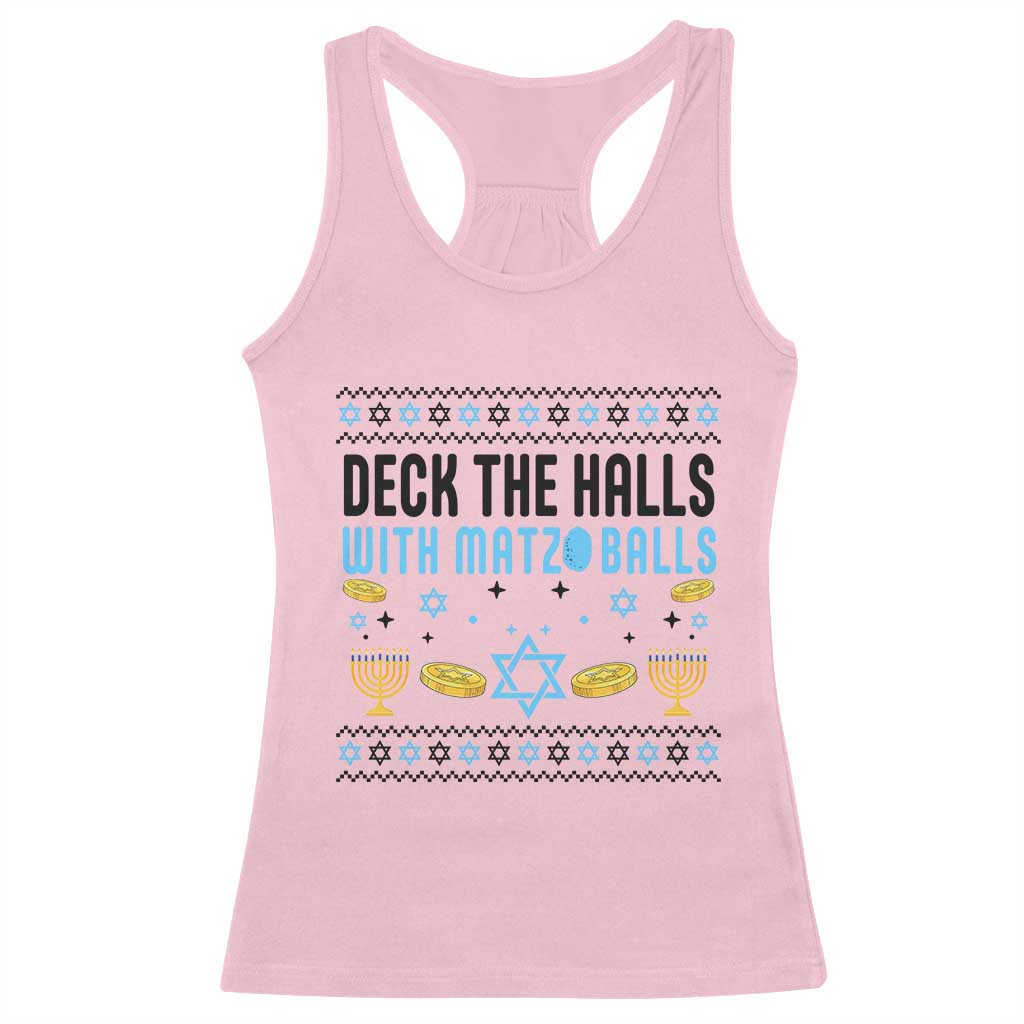Deck The Halls With Matzo Balls Racerback Tank Top Funny Ugly Jewish Holiday Gift - Wonder Print Shop