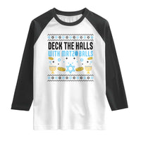 Deck The Halls With Matzo Balls Raglan Shirt Funny Ugly Jewish Holiday Gift - Wonder Print Shop