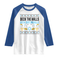 Deck The Halls With Matzo Balls Raglan Shirt Funny Ugly Jewish Holiday Gift - Wonder Print Shop