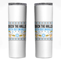Deck The Halls With Matzo Balls Skinny Tumbler Funny Ugly Jewish Holiday Gift - Wonder Print Shop