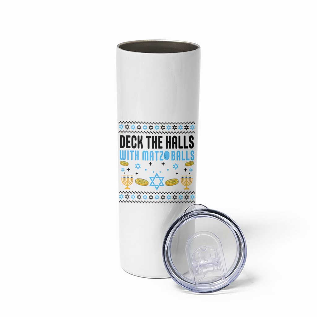 Deck The Halls With Matzo Balls Skinny Tumbler Funny Ugly Jewish Holiday Gift - Wonder Print Shop