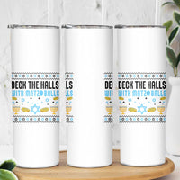 Deck The Halls With Matzo Balls Skinny Tumbler Funny Ugly Jewish Holiday Gift - Wonder Print Shop