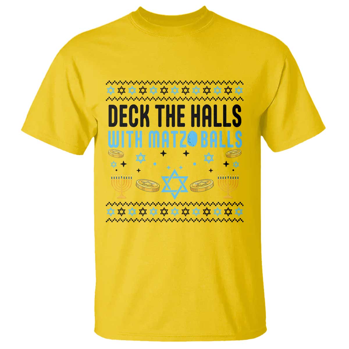 Deck The Halls With Matzo Balls T Shirt Funny Ugly Jewish Holiday Gift - Wonder Print Shop
