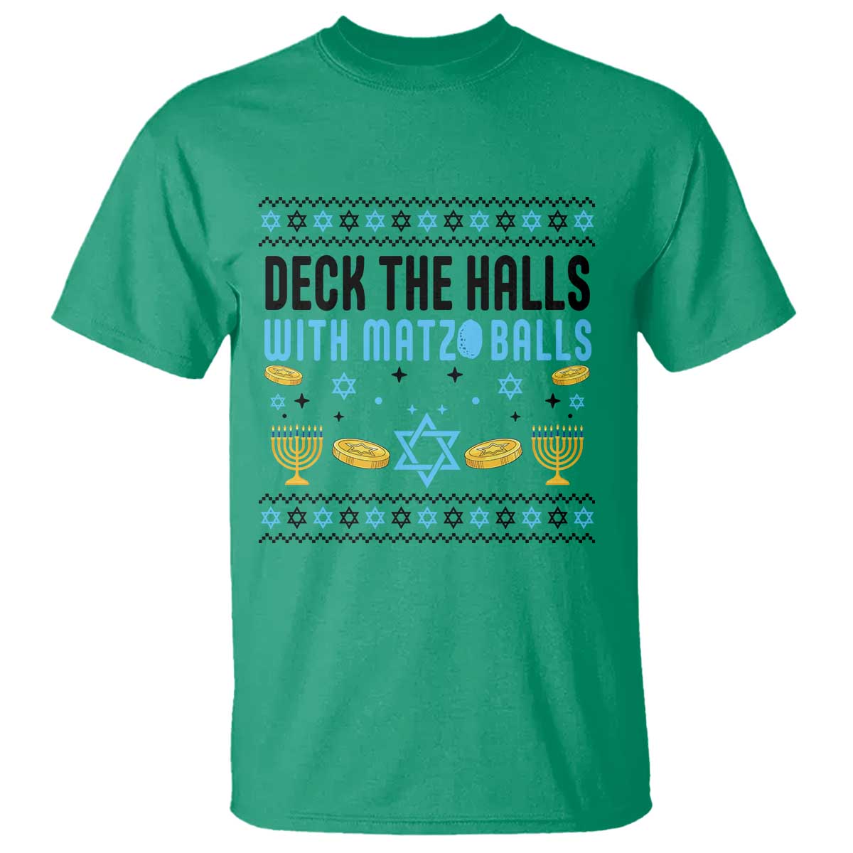 Deck The Halls With Matzo Balls T Shirt Funny Ugly Jewish Holiday Gift - Wonder Print Shop
