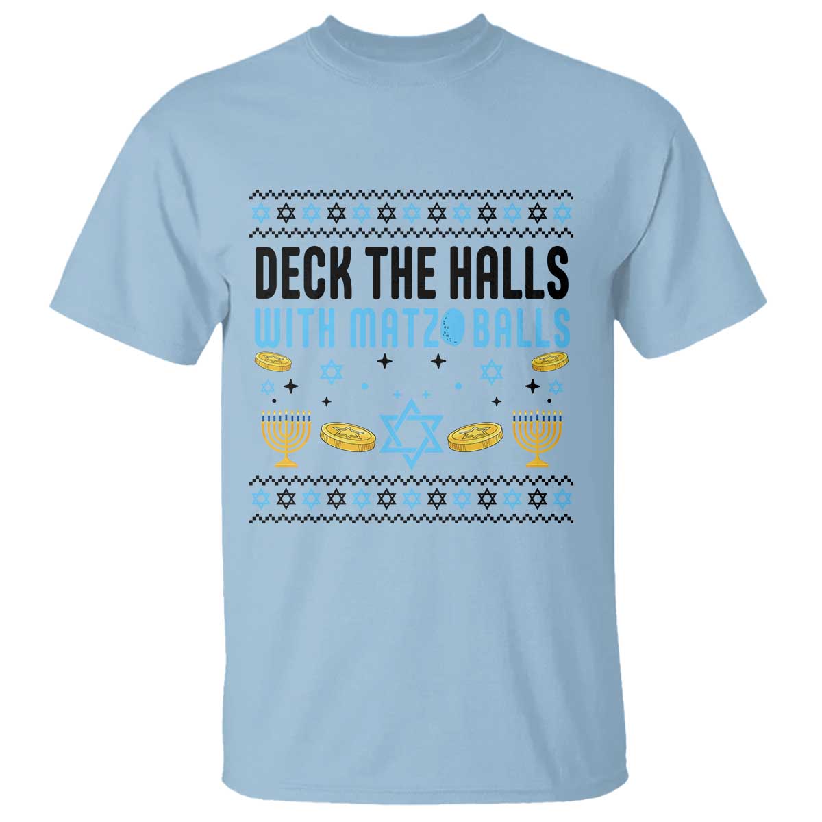 Deck The Halls With Matzo Balls T Shirt Funny Ugly Jewish Holiday Gift - Wonder Print Shop