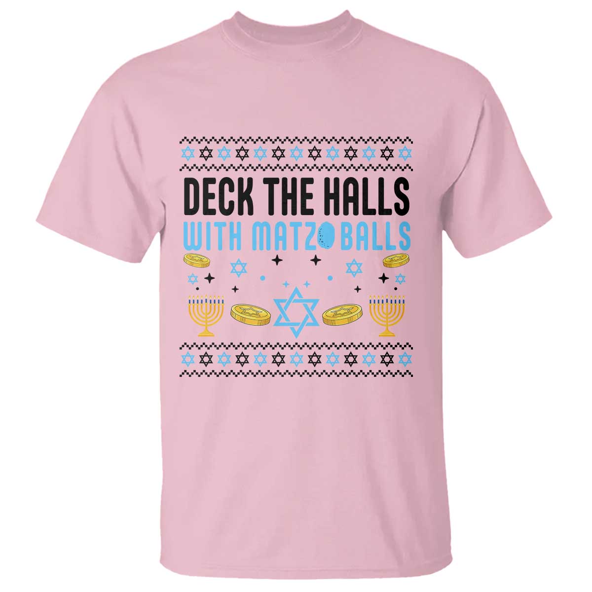 Deck The Halls With Matzo Balls T Shirt Funny Ugly Jewish Holiday Gift - Wonder Print Shop