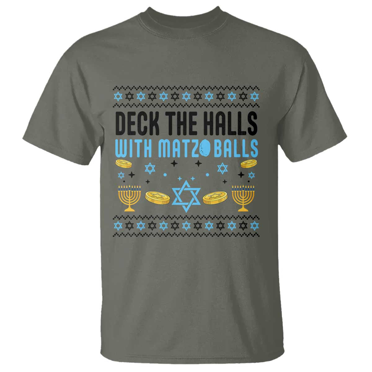 Deck The Halls With Matzo Balls T Shirt Funny Ugly Jewish Holiday Gift - Wonder Print Shop
