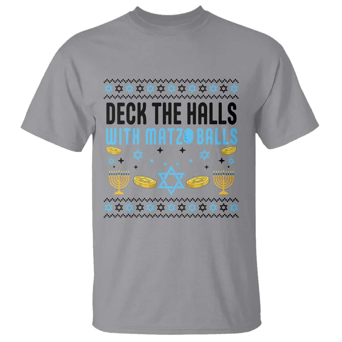 Deck The Halls With Matzo Balls T Shirt Funny Ugly Jewish Holiday Gift - Wonder Print Shop