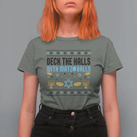 Deck The Halls With Matzo Balls T Shirt For Women Funny Ugly Jewish Holiday Gift - Wonder Print Shop