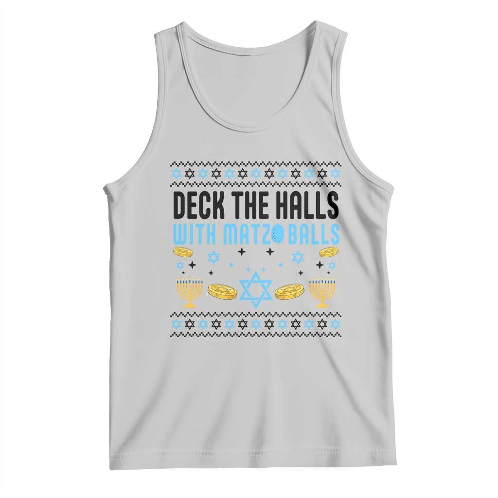 Deck The Halls With Matzo Balls Tank Top Funny Ugly Jewish Holiday Gift - Wonder Print Shop