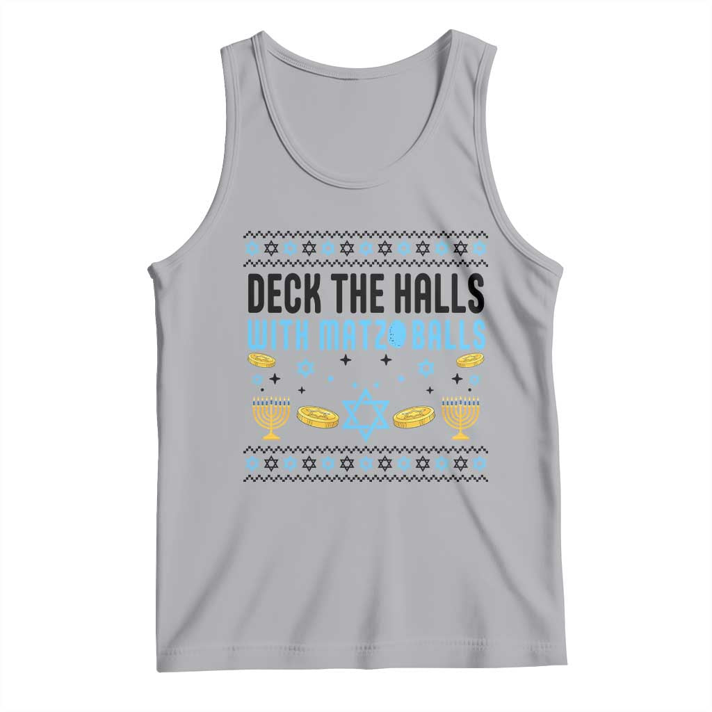 Deck The Halls With Matzo Balls Tank Top Funny Ugly Jewish Holiday Gift - Wonder Print Shop