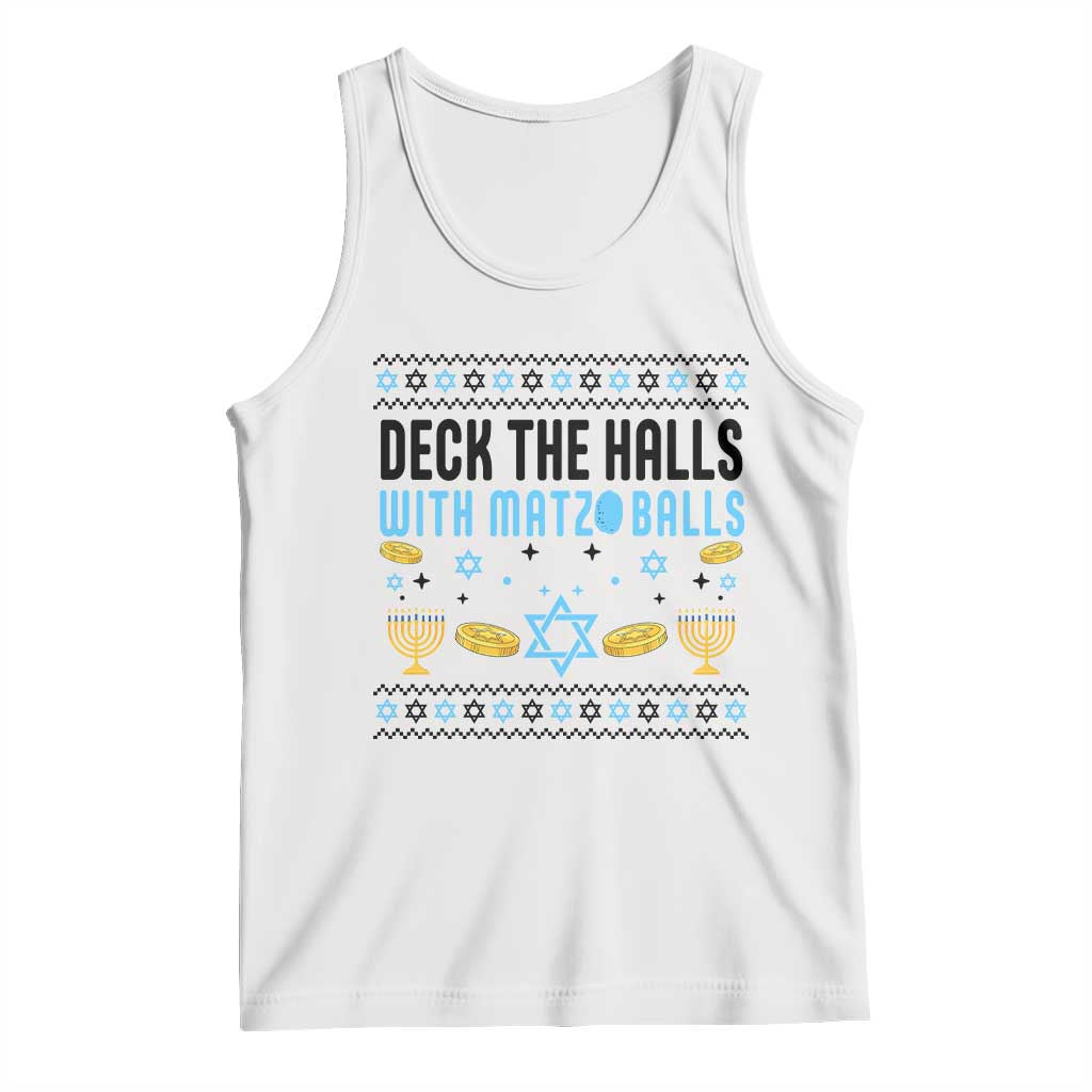 Deck The Halls With Matzo Balls Tank Top Funny Ugly Jewish Holiday Gift - Wonder Print Shop