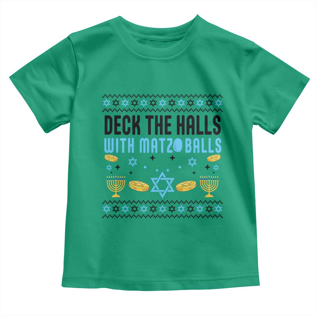 Deck The Halls With Matzo Balls Toddler T Shirt Funny Ugly Jewish Holiday Gift - Wonder Print Shop