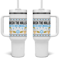 Deck The Halls With Matzo Balls Tumbler With Handle Funny Ugly Jewish Holiday Gift - Wonder Print Shop