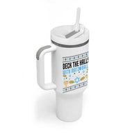 Deck The Halls With Matzo Balls Tumbler With Handle Funny Ugly Jewish Holiday Gift - Wonder Print Shop