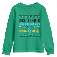 Deck The Halls With Matzo Balls Youth Sweatshirt Funny Ugly Jewish Holiday Gift - Wonder Print Shop