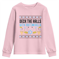 Deck The Halls With Matzo Balls Youth Sweatshirt Funny Ugly Jewish Holiday Gift - Wonder Print Shop