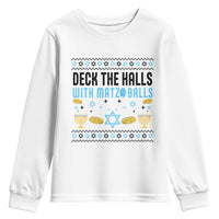Deck The Halls With Matzo Balls Youth Sweatshirt Funny Ugly Jewish Holiday Gift - Wonder Print Shop