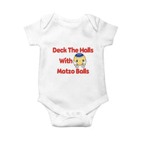 Deck The Halls With Matzo Balls Baby Onesie Religious Jewish Holiday Gift - Wonder Print Shop